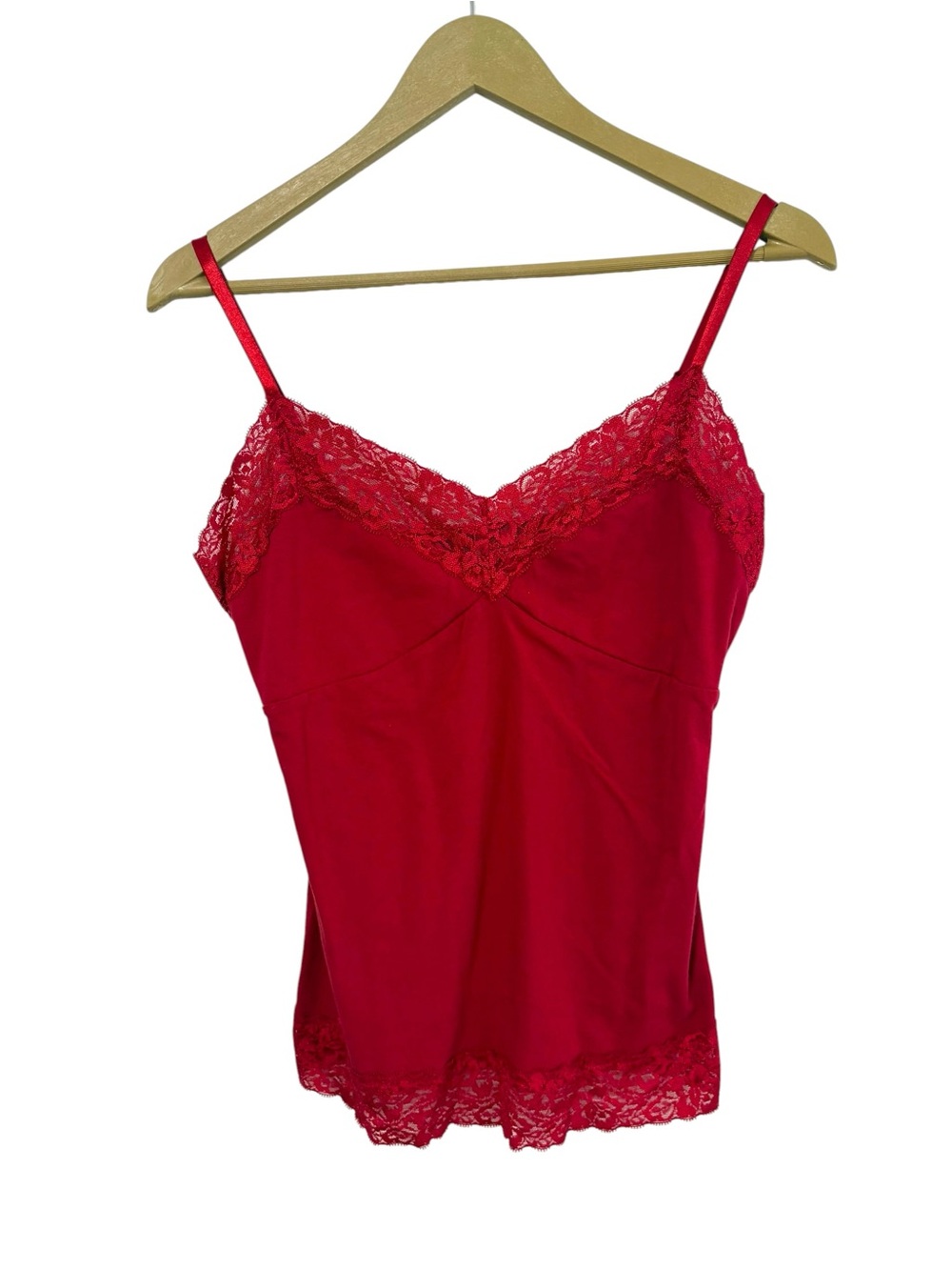 Vintage Y2K Route 66 Size Medium Red‎ Babydoll Cami Top Lace Trim Elena Gilbert